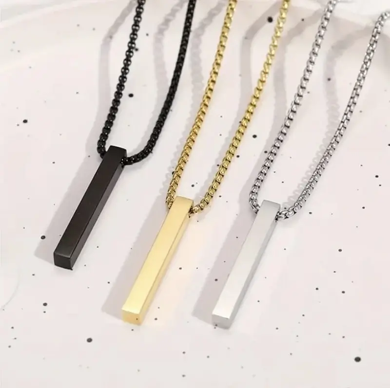 SS Pendant Necklace Bar Men